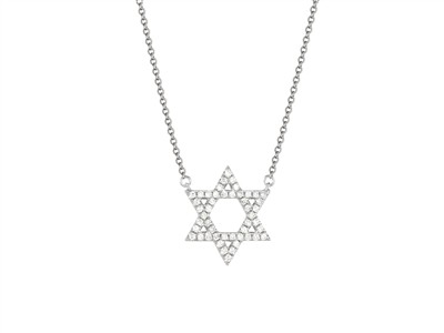 Collier Motiv Davidstern 11 X 12 Mm, Diamanten 0,13 Ct, 40-42,5-45 Cm,graugold 18 Kt - Standard Bild - 1