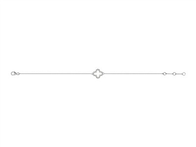 Armband Motiv Durchbrochenes Kleeblatt 10 X 11 Mm, Diamanten 0,08 Ct, 16-17-18 Cm, Graugold 18 Kt