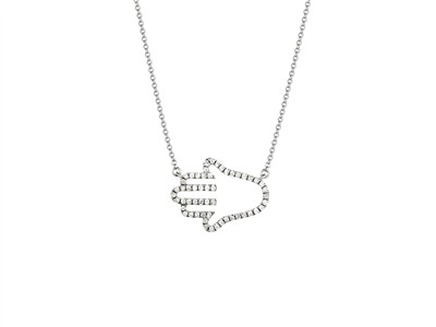 Collier Motiv Fatima-hand 12 X 16 Mm, Diamanten 0,15 Ct, 40-42,5-45 Cm, Graugold 18 Kt - Standard Bild - 1
