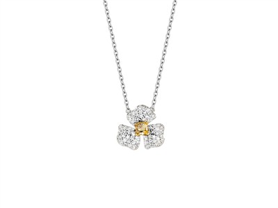 Collier Trillium 12 Mm, Diamanten 0,24 Ct, Gelber Kissen-diamant 0,19 Ct, 42/45 Cm, Graugold 18 Kt - Standard Bild - 1