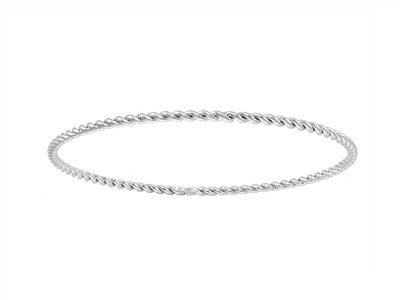 Armreif 2 Gedrehte Rohre 2 Mm, Innendurchmesser 63 Mm, Graugold 18 Kt - Standard Bild - 1