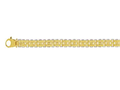 Herrenarmband Mit Abwechselnden Maschen Und Platten 10 Mm, 21 Cm, Gelbgold 18k - Standard Bild - 2