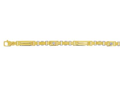 Herrenarmband Mit Abwechselnden Maschen Und Platten 6,60 Mm, 21 Cm, Bicolor Gold 18k - Standard Bild - 2