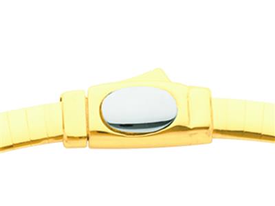 Omega Halskette In Salbeiblatt-form, 2 Mm, Wendbar, 42 Cm, Zweifarbiges Gold 18k - Standard Bild - 3