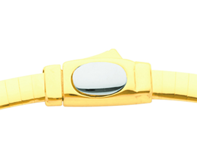 Halskette Omega Salbeiblatt 4 MM Reversibel, 42 Cm, Bicolor Gold 18k - Standard Bild - 3