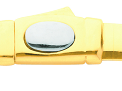 Halskette Omega 6 MM Salbeiblatt Reversibel, 42 Cm, Bicolor Gold 18k - Standard Bild - 3