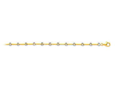 Armband Mit Quadratischen Ankerkette-gliedern Und Abwechselnden Ringen4,5 Mm, 18,5 Cm, Bicolor-gold 18k - Standard Bild - 1