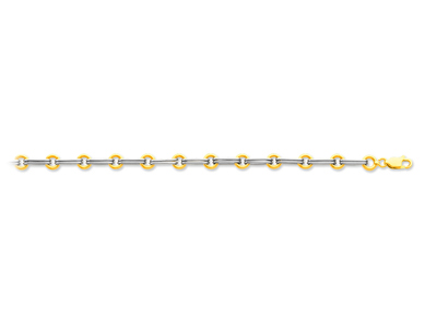 Armband Mit Abwechselnd Ovalen Ringen 5,8 Mm, 19 Cm, Bicolor-gold 18k