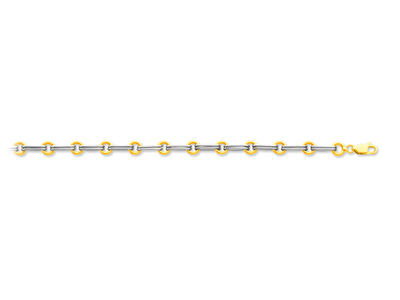 Armband Mit Abwechselnden Ovalen Gliedern 5,8 Mm, 19 Cm, Bicolor-gold 18k - Standard Bild - 1