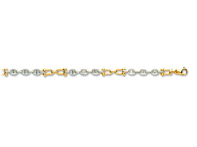 Herrenarmband Marinekette Mit Alternierenden Schäkeln, 21 Cm, Bicolor Gold 18k - Standard Bild - 1