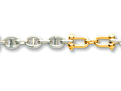 Herrenarmband Marinekette Mit Alternierenden Schäkeln, 21 Cm, Bicolor Gold 18k - Standard Bild - 2
