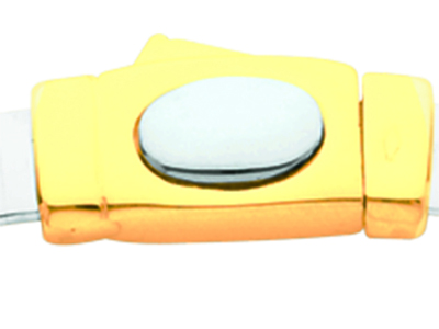 Halskette Omega Salbeiblatt 5 Mm, Reversibel, 42 Cm, Bicolor Gold 18k - Standard Bild - 3