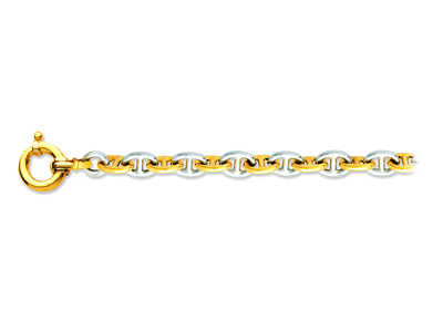 Ankerkette Armband 10 Mm, 20 Cm, 18k Zweifarbiges Gold - Standard Bild - 1