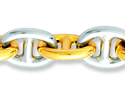Ankerkette Armband 10 Mm, 20 Cm, 18k Zweifarbiges Gold - Standard Bild - 2