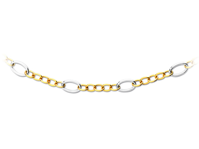 Halskette Mit Alternierenden Maschen 8,9 Mm, 43,5 Cm, Bicolor-gold 18k