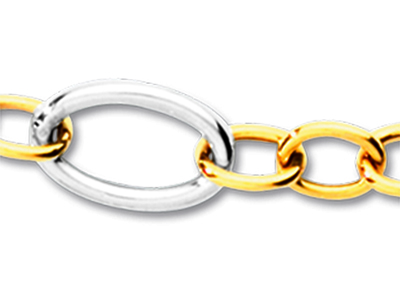 Halskette Mit Alternierenden Maschen 8,9 Mm, 43,5 Cm, Zweifarbiges Gold 18k - Standard Bild - 2