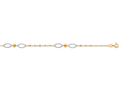 Armband Mit Ovalen Kugeln Und Maschen 5mm, 18 Cm, 18k Bicolor Gold - Standard Bild - 1