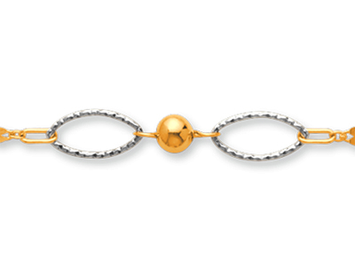 Armband Mit Ovalen Kugeln Und Maschen 5mm, 18 Cm, 18k Bicolor Gold - Standard Bild - 2