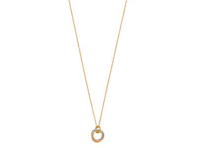 Halskette Kette Mit Anhänger 3 Ineinander Verschlungene Kreise, 44 Cm,zweifarbig Gold 18k