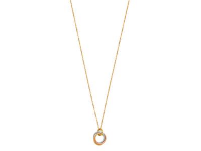 Halskette Kette Mit Anhänger 3 Verschlungene Kreise, 44 Cm, Bicolor Gold 18k - Standard Bild - 1