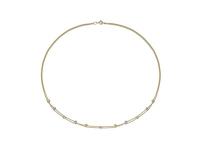 Halskette Mit Ziselierten Kugeln 2 Reihen 3 Mm, 45 Cm, 18k Bicolor Gold - Standard Bild - 1