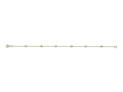 Armband Mit Gezackten Oliven 3 X 5 Mm, 19 Cm, 18k Bicolor Gold - Standard Bild - 1