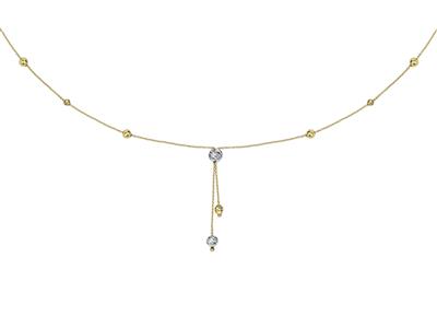 Halskette y Ziselierte Kugeln 0,7 Mm, 42 Cm, Bicolor-gold 18k