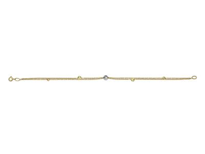 Zweireihiges Armband Ziselierte Kugeln 345 Mm, 19 Cm, 18k Bicolor Gold