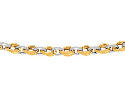 Halskette Mit Doppelringen 5,30 Mm, 45 Cm, Bicolor-gold 18k