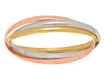 Armband Aus 3 Hohlen Rohren 1/2 Ring 4,6x1,6 Mm, Innendurchmesser 62 Mm, 3 Gold 18k - Standard Bild - 1