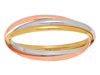 Armband Aus 3 Hohlen Rohren 1/2 Ring 4,6x1,6 Mm, Innendurchmesser 65 Mm, 3 Gold 18k - Standard Bild - 1