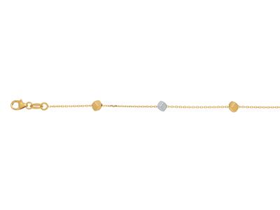 Kettenarmband 5 Würfel 3,1 Mm, 16,50-18 Cm, 18k Zweifarbiges Gold - Standard Bild - 2