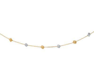 Halskette Kette 23 Würfel 3,1 Mm, 42-47 Cm, 18k Zweifarbig Gold - Standard Bild - 2
