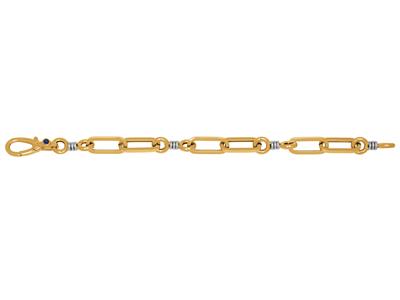 Armband Mit Abwechselnden Rechtecken Und Kreisen, 20 Cm, 18k Bicolor Gold