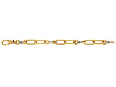 Armband Mit Abwechselnden Rechtecken Und Kreisen, 20 Cm, 18k Bicolor Gold - Standard Bild - 1