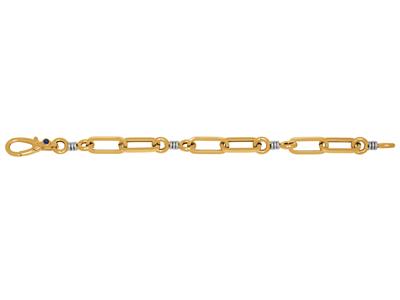 Armband Mit Abwechselnden Rechtecken Und Kreisen, 20 Cm, 18k Bicolor Gold - Standard Bild - 1