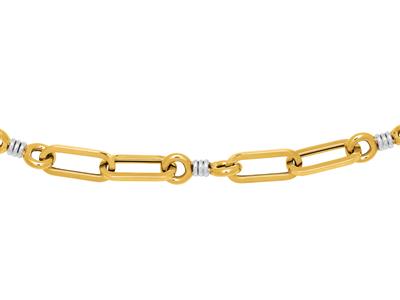 Halskette Mit Abwechselnd Rechteckigen Und Kreisformigen Maschen, 50 Cm, Bicolor-gold 18k - Standard Bild - 2