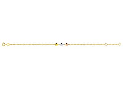 Armband Kette 3 Herzen, Junior 1416 Cm, 3 Gold 18k