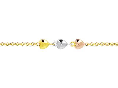 Armband Kette 3 Herzen, Junior 14/16 Cm, 3 Gold 18k - Standard Bild - 2