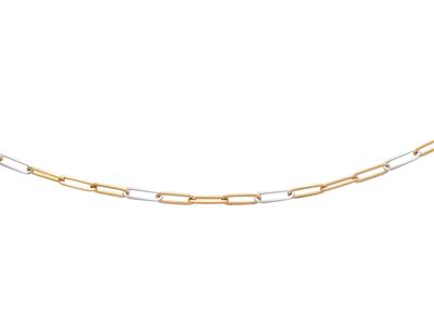 Halskette Mit Abwechselnd Rechteckigen Maschen 4 Mm, 55 Cm, Bicolor Gold 18k