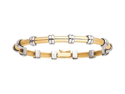 Armband Gelenkplatten 7,50 MM Massiv, 21 Cm, 18k Bicolor Gold