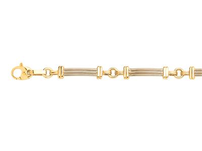 Armband Langgestreckte Platten 9 MM Massiv, 21 Cm, 18k Bicolor Gold