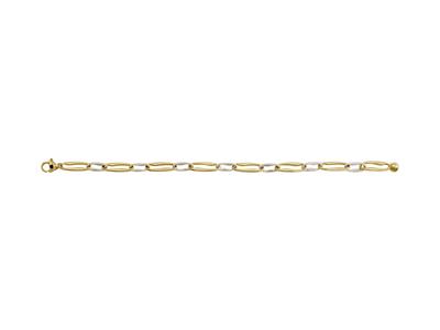 Armband Rechteckige Maschen Phantasie 6 Mm, Hohlrohr, 19,50 Mm, Bicolor Gold 18k. - Standard Bild - 1