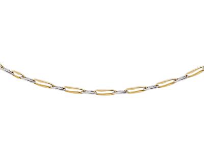 Halskette Aus Rechteckigem Maschen Fantasy 6 Mm, Hohlrohr, 45,50 Cm, Bicolor Gold 18k - Standard Bild - 1