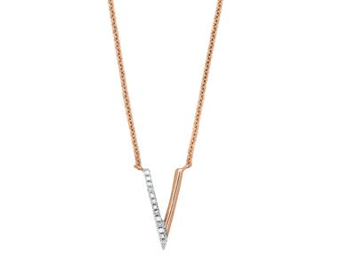 Halskette Mit V-motiv, Diamanten 0,05ct, 40-45 Cm, 18k Rotgold