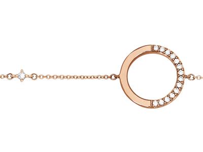 Diamantkreis-armband 0,08ct Auf Kette, 16-18 Cm, Rotgold 18k - Standard Bild - 2