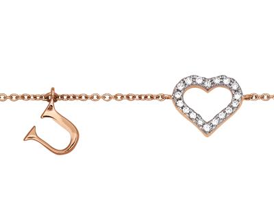 Armband Kette Love U Diamanten 0,06ct, 15,5-16,5-17,5 Cm, Rotgold 18k - Standard Bild - 2
