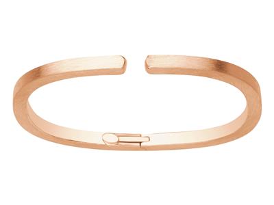 Armband In Offener Rectanlge-form, Quadratisches Rohr Satiniertpoliert 4 Mm, 57 X 45 Mm, 18k Rotgold