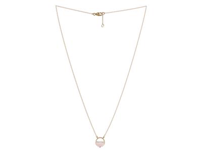 Halskette Mit Kreismotiv, Diamanten 0,05ct Und Rosenquarz 0,33ct, Innendurchmesser 10 Mm, 40,50-42 Cm, 18k Roségold - Standard Bild - 2