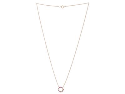 Halskette Kreis Rainbow 10 Mm, Diamanten 0,06ct, Rosa Und Orangefarbene Saphire 0,27ct, 40-42-5 Cm, Rotgold 18k - Standard Bild - 2